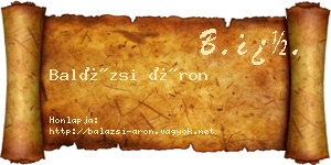 Balázsi Áron névjegykártya